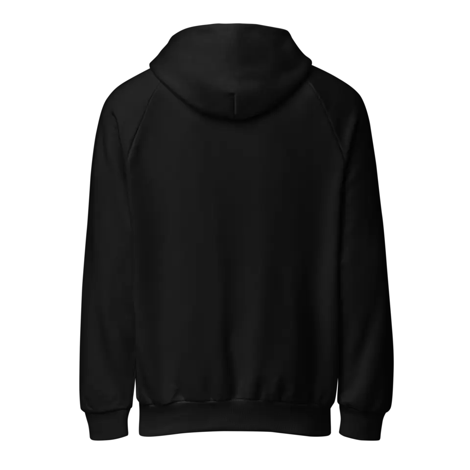 ABUNDANT black super heavyweight hoodie, back view